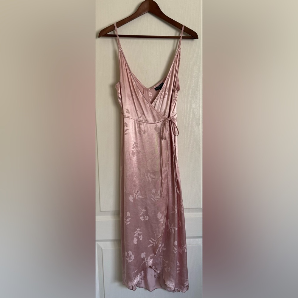Topshop Pink Satin Jacquard Dress US 6